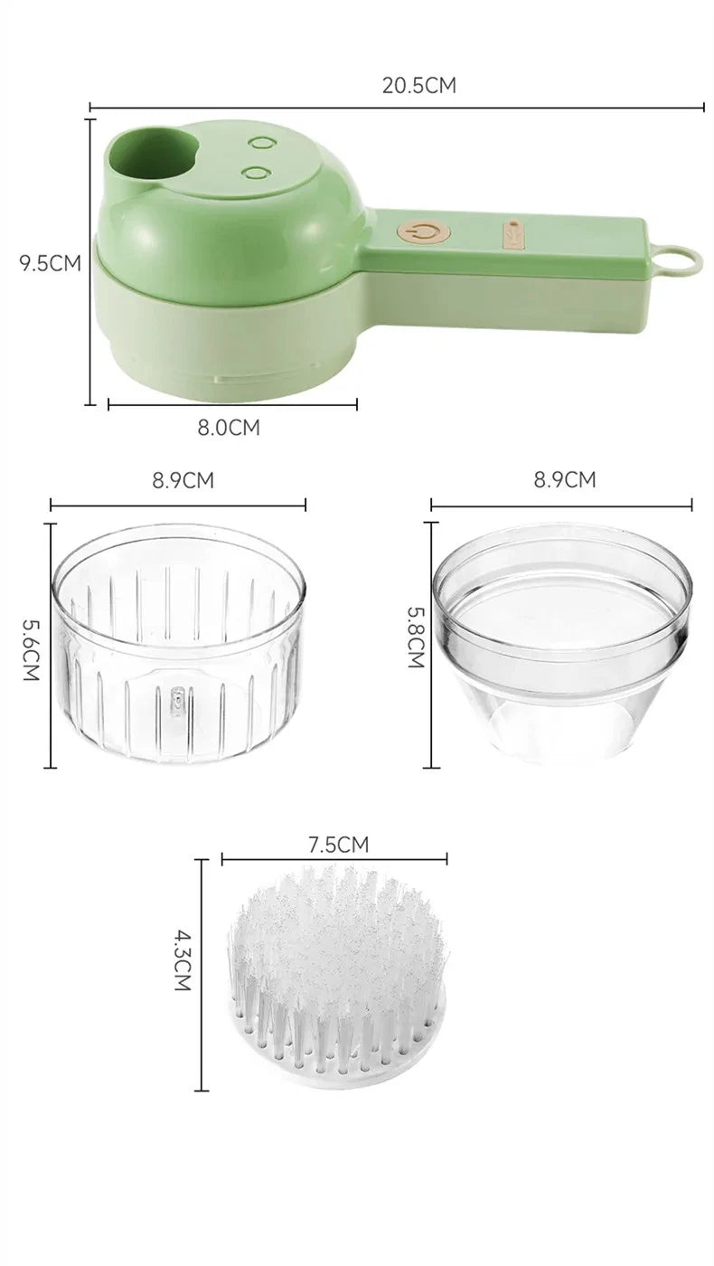Handheld 4-in-1 Wireless Electric Vegetable Cutter Set Garlic Masher Food Chopper Meat Grinder Machine for Kitchen
