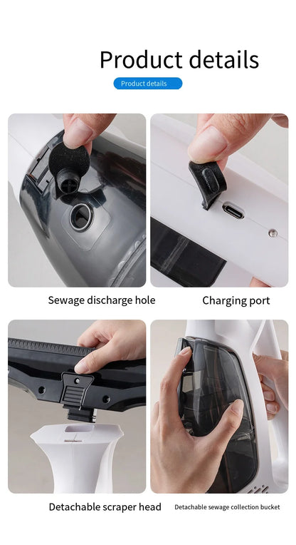 Multifunctional Electric Cordless Window Cleaner Machine White Cordless Rechargeable Automatic Portable Glass Cleaner Tools