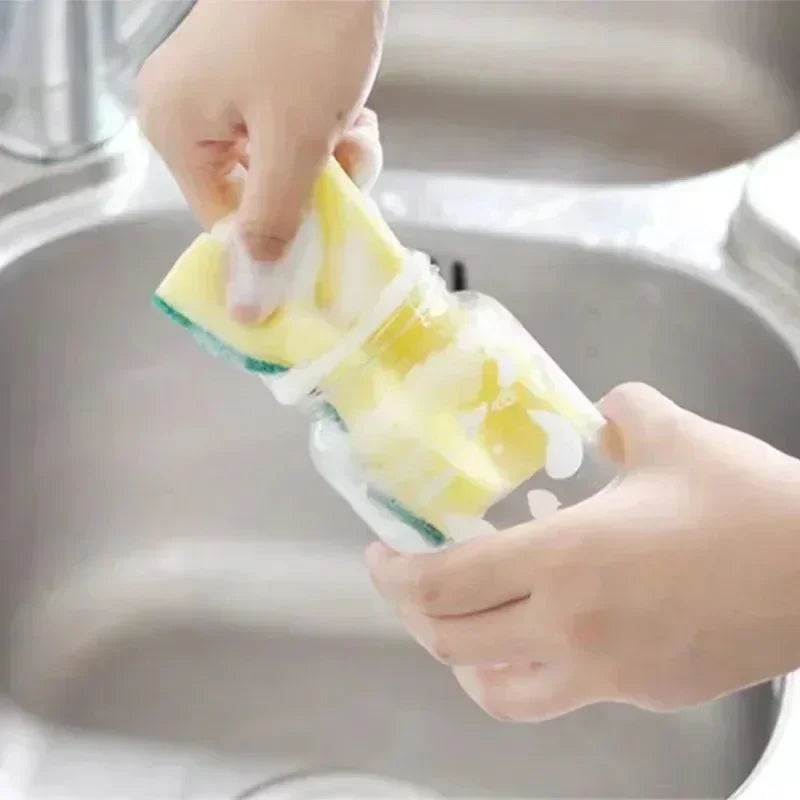 Kitchen Dishwashing Sponge Soft Absorbent Clean Rub Pot Rust Scouring Pad Removing Kits Household Cleaning Brush Sponge