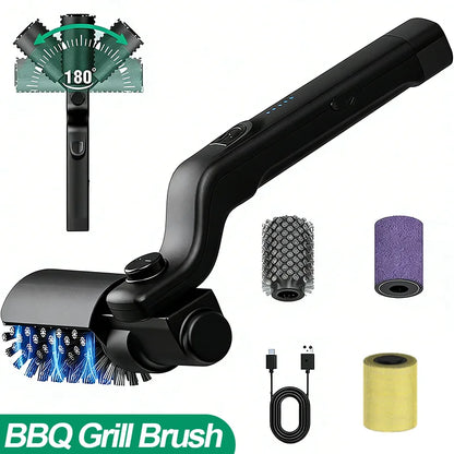 BBQ Grill Brush 3-Speed Settings Electric Grill Brush,180° Adjustable Head,90 Mins Grill Cleaner for Outdoor Griddles Smokers