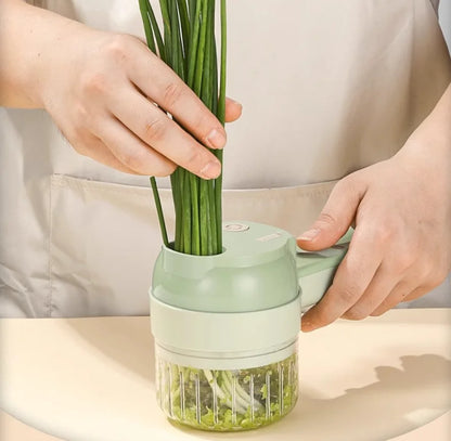 Handheld 4-in-1 Wireless Electric Vegetable Cutter Set Garlic Masher Food Chopper Meat Grinder Machine for Kitchen