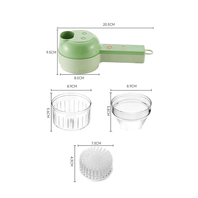 Handheld 4-in-1 Wireless Electric Vegetable Cutter Set Garlic Masher Food Chopper Meat Grinder Machine for Kitchen