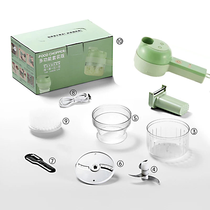 5 in 1 Electric Vegetable Cutter Set  Portable, Rechargeable, Wireless Food Processor & Chopper Machine for Pepper, Garlic& Meat