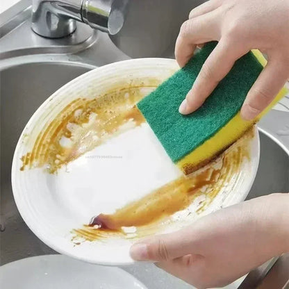 Kitchen Dishwashing Sponge Soft Absorbent Clean Rub Pot Rust Scouring Pad Removing Kits Household Cleaning Brush Sponge