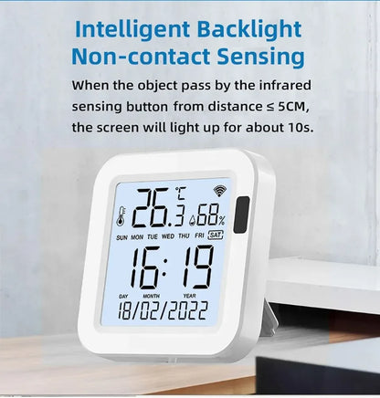 Tuya WiFi Temperature Humidity Smart Sensor With Backlight for Smart Home Var SmartLife Work with Alexa Google Assistant
