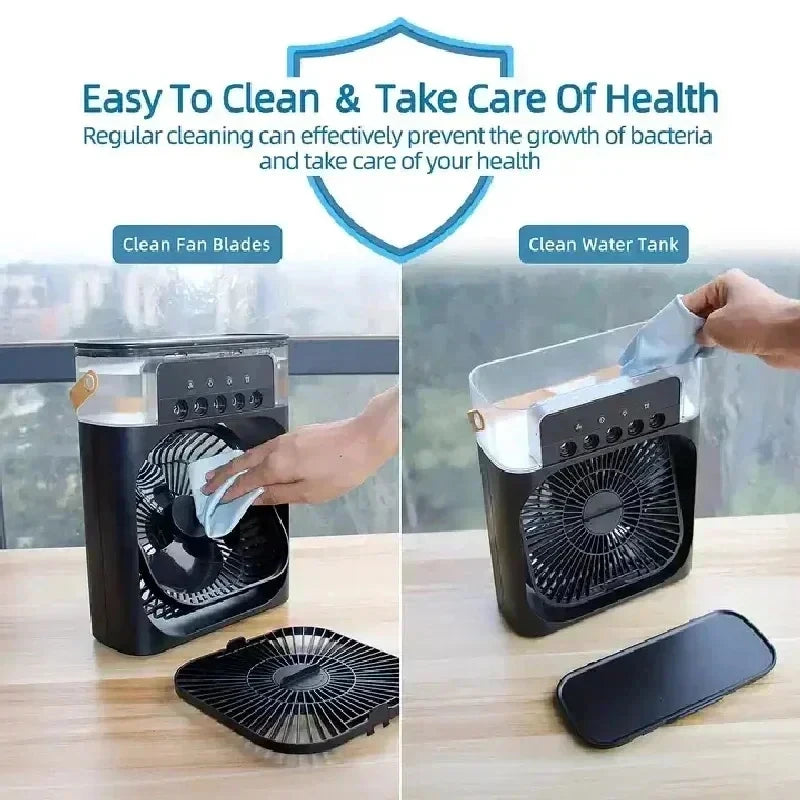 New 3 In 1 Fan AIr Conditioner Household Small Air Cooler LED Night Light Portable Humidifier Air Adjustment Fan Office Home Fan