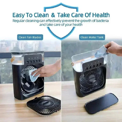 New 3 In 1 Fan AIr Conditioner Household Small Air Cooler LED Night Light Portable Humidifier Air Adjustment Fan Office Home Fan