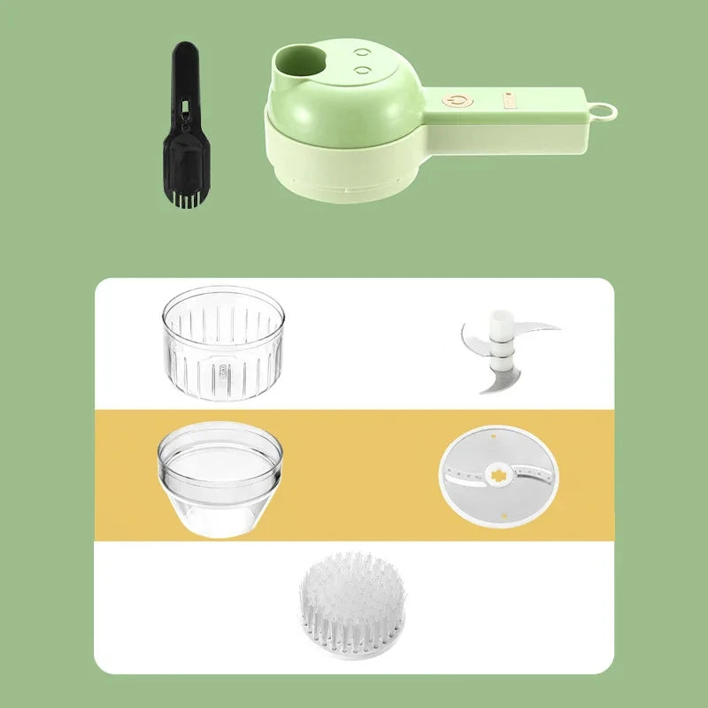 Handheld 4-in-1 Wireless Electric Vegetable Cutter Set Garlic Masher Food Chopper Meat Grinder Machine for Kitchen