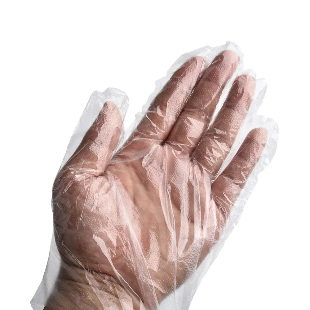 100/200Pcs Disposable Gloves Plastic Gloves Transparent Eco-Friendly Cleaning Gloves for DIY Cooking Kitchen Accessories