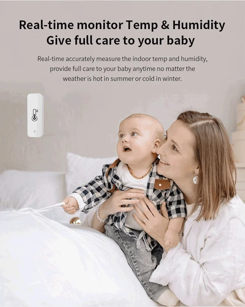 ZigBee 3.0 Smart Temperature And Humidity Sensor Tuya WiFi Indoor Hygrometer APP Monitor Real-time Updates APP Amart Home Alexa