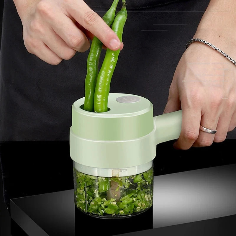 Handheld 4-in-1 Wireless Electric Vegetable Cutter Set Garlic Masher Food Chopper Meat Grinder Machine for Kitchen