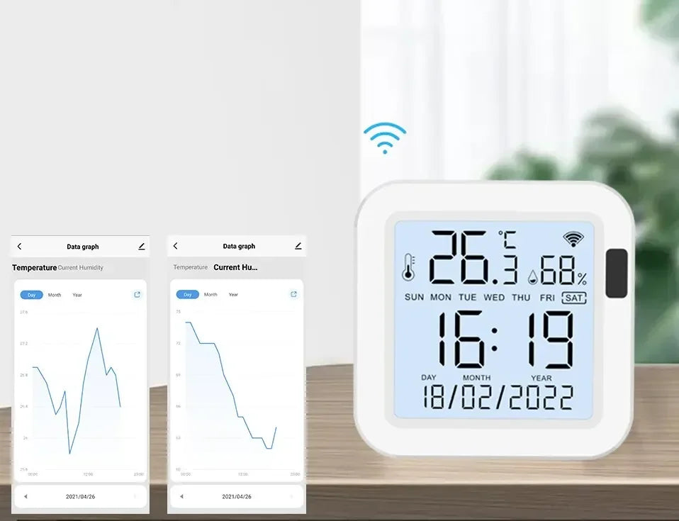 Tuya WiFi Temperature Humidity Smart Sensor With Backlight for Smart Home Var SmartLife Work with Alexa Google Assistant
