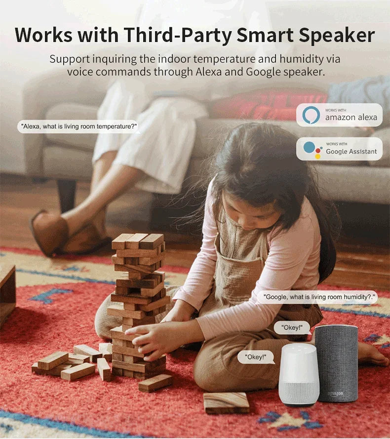 ZigBee 3.0 Smart Temperature And Humidity Sensor Tuya WiFi Indoor Hygrometer APP Monitor Real-time Updates APP Amart Home Alexa