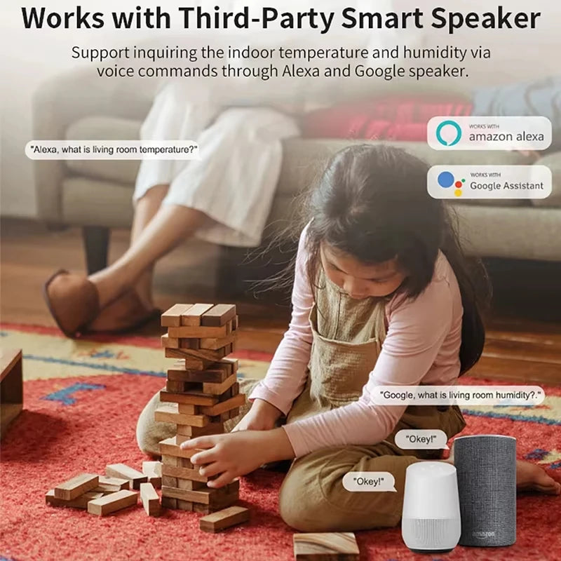 ZigBee 3.0 Smart Temperature And Humidity Sensor Tuya WiFi Indoor Hygrometer APP Monitor Real-time Updates APP Amart Home Alexa