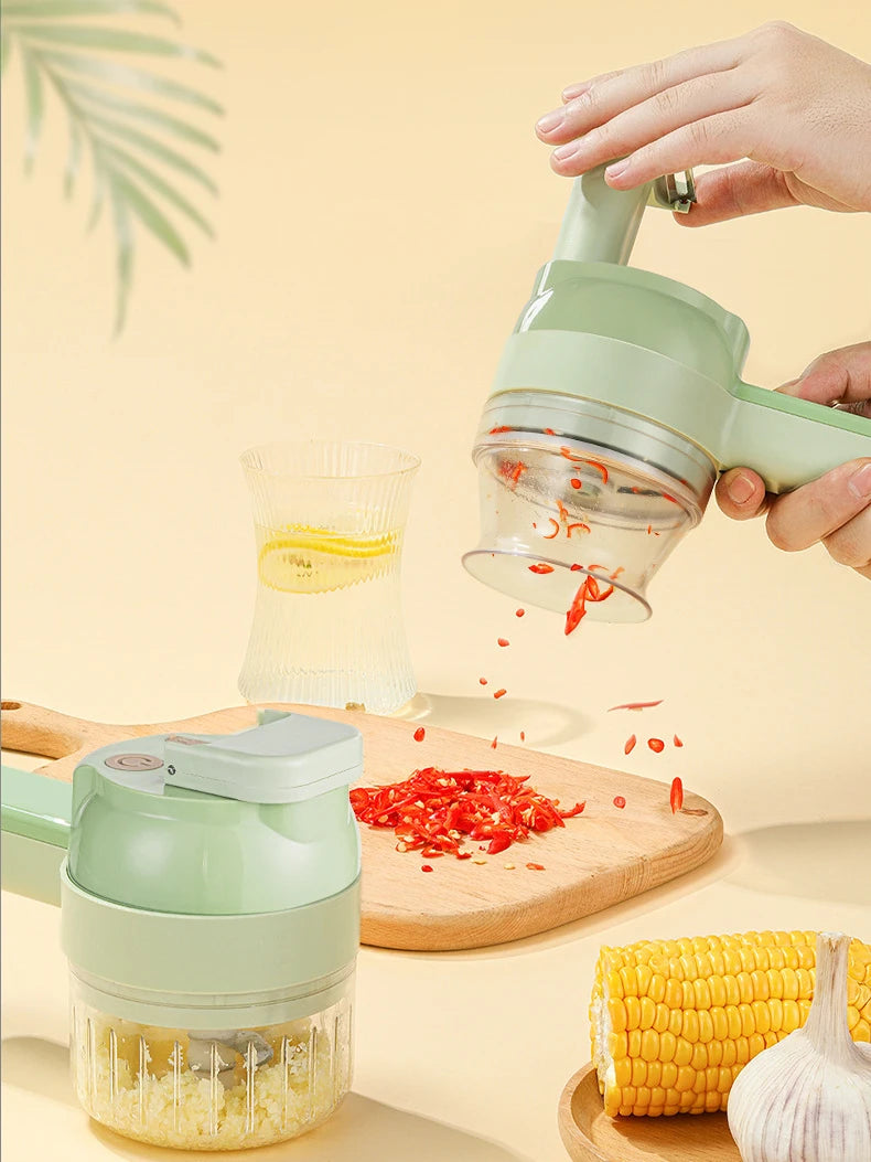 5 in 1 Electric Vegetable Cutter Set  Portable, Rechargeable, Wireless Food Processor & Chopper Machine for Pepper, Garlic& Meat