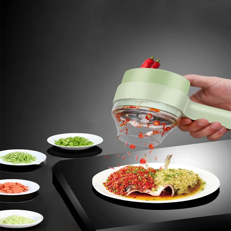 Handheld 4-in-1 Wireless Electric Vegetable Cutter Set Garlic Masher Food Chopper Meat Grinder Machine for Kitchen